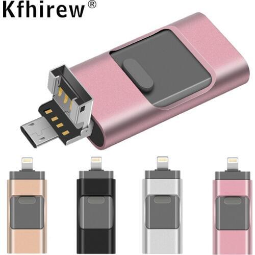 USB Flash Drive For iPhone X/8/7/7 Plus/6/6s/5/SE/ipad 3 IN 1 Pen Drive Memory Stick 16GB 32GB 64GB 128GB Pendrive usb 2.0