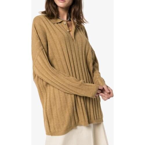 Women Sweater 2020 Spring Temperament Womens Wool Pullover Lapel Loose Sweater