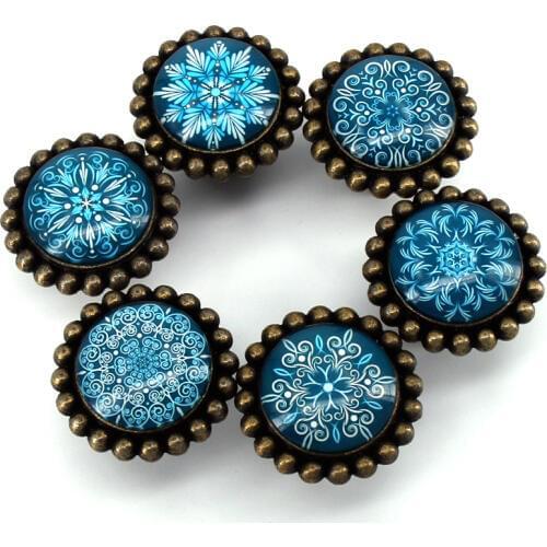 1PCS vintage glass crystal furniture knobs Unique drawer cabinet knob pull antique bronze Cupboard door pulls