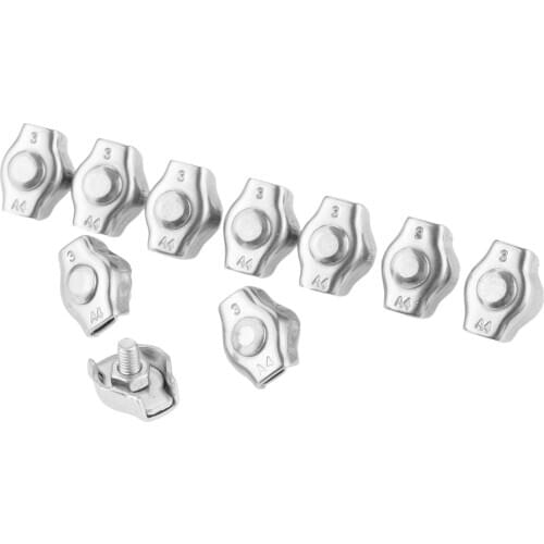 10Pcs 3mm Stainless Steel Simplex Wire Rope Clip Fixing M3 Cable Clamps Caliper For Heavy-duty Rigging Rope