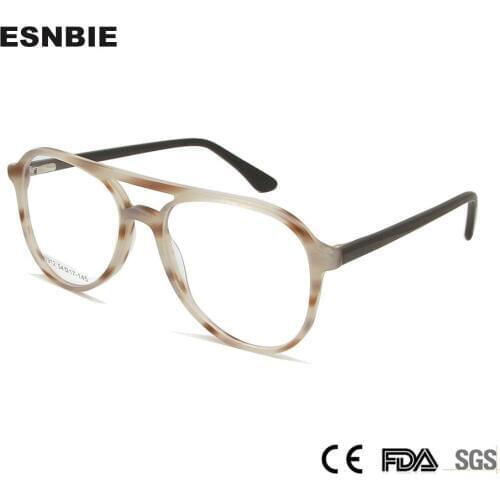 Acetate Clear Lens Glasses Transparent Man Women Optical Myopia Eyeglasses Frame Brand Design Pilot Men Spectacles Eyewear Frame