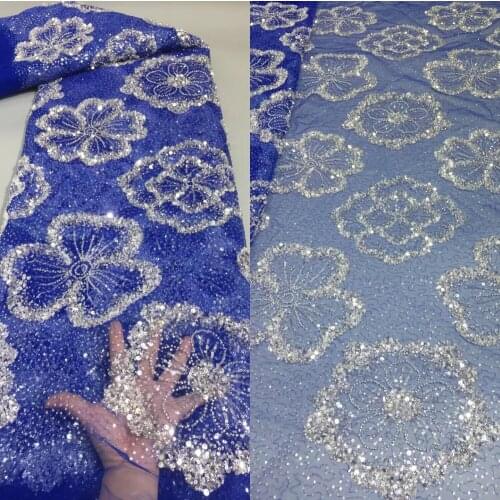 African Lace Fabric High Quality Lace S-698887 Bead and sequins Lace Fabric French Net Lace For Wedding Bridal Dress