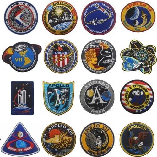 APOLLO Missions Embroidery Patch Astronaut Spacecraft Emblems Collage USA Outdoor Armband Badge Stickers Tactical Patches