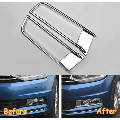 Car Front Fog Light Lamp Cover Trim Styling Chrome ABS Car Accessories For Volkswagen VW Touran 2016 2017 2Pcs