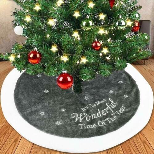 90cm Large Round Christmas Tree Skirt Soft Carpet Base Floor Mat Cover For Christmas Tree Decoration New Year Home Decor
