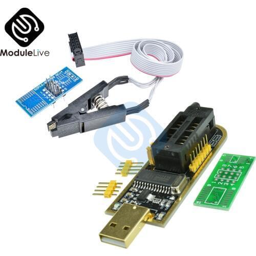 CH340G CH341 24 25 Series EEPROM Flash BIOS USB Programmer SOP8 SOIC8 SOP Format Flash Chip IC Test Clips Socket Adpter Tools