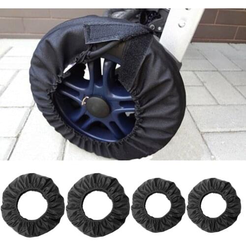 4PCS Black Baby Stroller Wheel Covers Anti-dirty Dustproof Oxford Cloth Pushchair Pram Infant Carriage Wheel Protector Cover