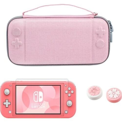 For Nintendo Switch Lite / Nintend Switch NS Console Bag Carrying Case Protective Travel Storage Bag Pochette Tempered Film Pink