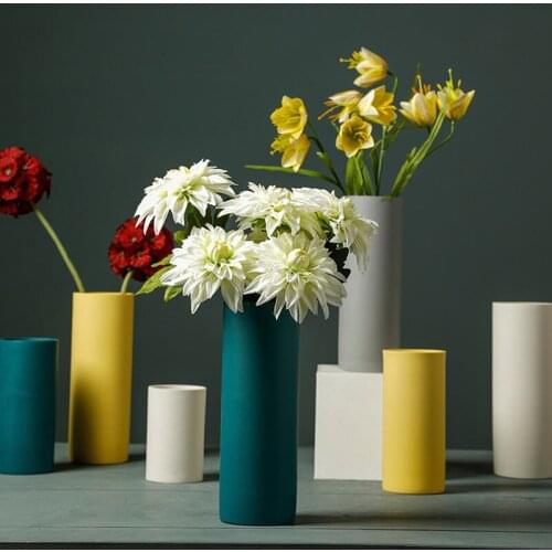 25cm cylinder Ceramic Vase Wedding for Hydroponic Plants Creative Home Decorations Craft Gift