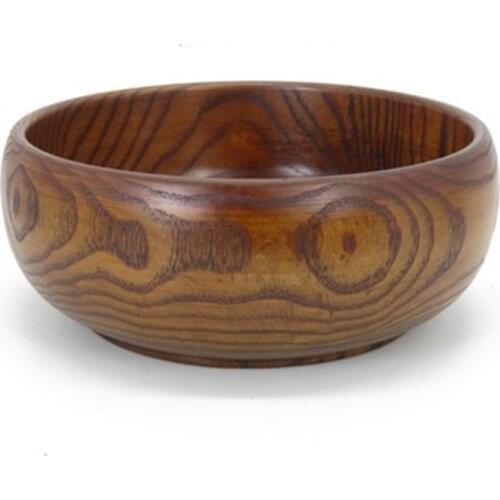 Japanese Style Solid Wood Bowl Fruit Basin Wooden Noodle Soup Bowl Washed Jujube Wood Kitchen Accessories Handmade Kitchenware