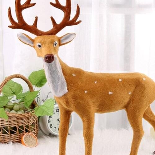 E56C 15/20/25/30/35cm Simulation Plush Reindeer Christmas Deer Xmas Elk Decorations for Home New Year Ornaments