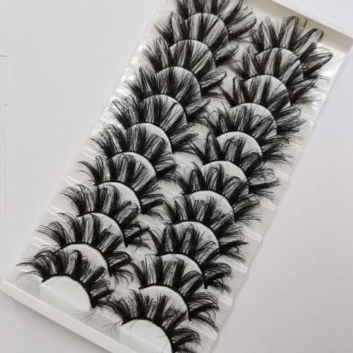 10 Pairs 22-25mm Fluffy Lashes Mink Lashes Faux Eyelashes Dramatic Volume Lashes Eyelash Extension False Eyelashes