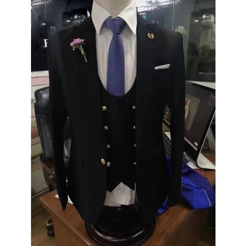 2021 Tailored fashion classic Black wedding suit for men 3-piece slim fit pointed Lapel formal business party bridegroom suits