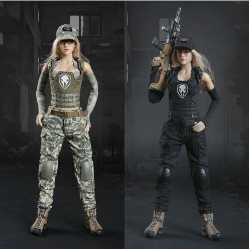 Fire Girl Toys 1/6 FG048 Tactical Girl Shooter Camo Suit Clothes Set Female Soldier Costume Model Fit 12 inch Action Figure