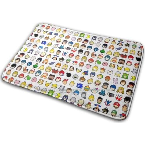 Super Smash Bros Ultimate-All Character Stock Icons ( With All Dlc ) Mat Rug Carpet Anti-Slip Bedroom Entrance Door Mat Super