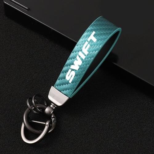 Leather Car KeyChain 360 Degree Rotating Horseshoe Key Rings For Suzuki SWIFT car Accessories