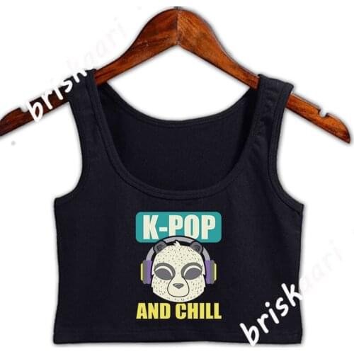 Kpop And Chill Panda Korea Kpop Merch Crop Top Women S-2xl For Women Spring Graphic Sexy Sunlight Trend Top Vest
