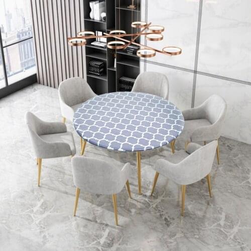 Round Tablecloth Flannel Backing Table Cover for Outdoor Dining Table Patio