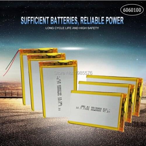 3.7V 5000mAh 6060100 Polymer Lithium LiPo Rechargeable Battery For GPS PSP DVD Tachograph power bank Speaker Searchlight