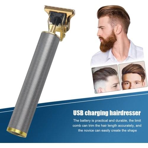 USB Rechargeable Hair Trimmer Professional Electric Retro Beard Hair Clipper Metal Vintage Engraving Hair Cutter Machine for Men