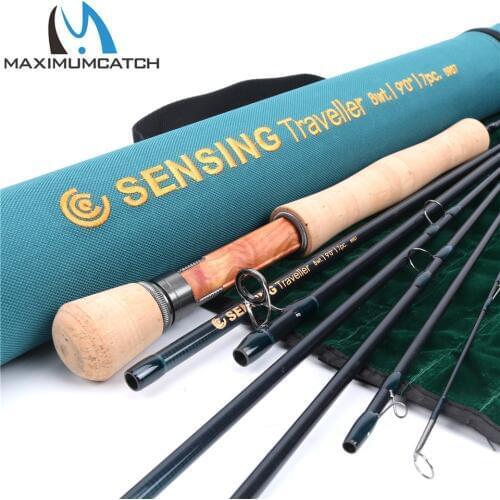 Maximumcatch 9ft 5/6/7/8wt 7pcs Sensing Traveler Fly Rod Half-Well Fast Action Carbon Fiber Fly Fishing Rod with Cordura tube