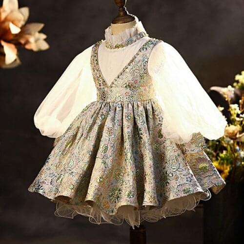 Spring Autumn Cute Spanish Baby Dresses Lolita Little Girl Wedding Dress Princess Tutu Ball Gown Baby Girl Birthday Dress Angel