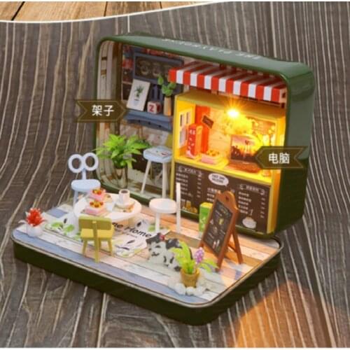 DIY Miniature Doll House Mark Iron Box Theater Micro Landscape Toy Wooden House 3D Hand-Assembled Kids Educational Toy Gift New