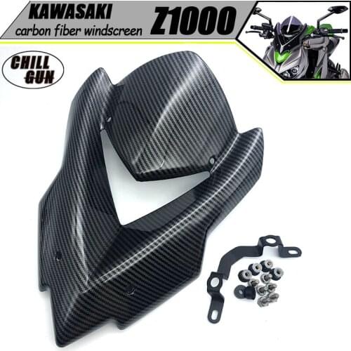 Motorcycle Windshield Deflector Viser Visor Carbon Fiber WindScreen Fits For Kawasaki Z1000 2014-2019 Z-1000 14‘-19