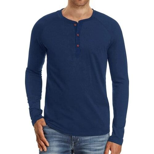 Mens Fashion Casual Solid Color Long Sleeve T-Shirt Pullover Top