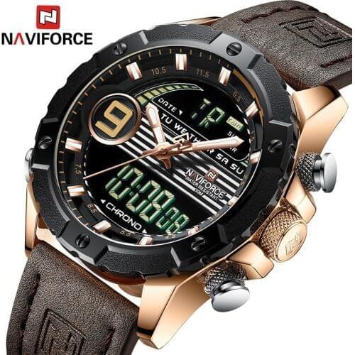 NAVIFORCE Reloj Hombre 2019 Wrist Mens Watches Top Brand Luxury Genuine Leather Quartz Watch Sport Clock Male Relogios Masculino