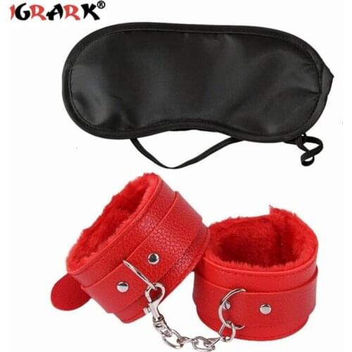 2pcs/Set PU Leather Sex Handcuffs Blindfold Sex Toys for Couples Adult Games Slave BDSM Bondage Restraints Erotic Accessories