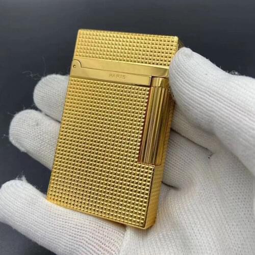 100% New vintage dupont Bright Sound brass shell windproof gas lighter cigarette lighter mens gift in good quality