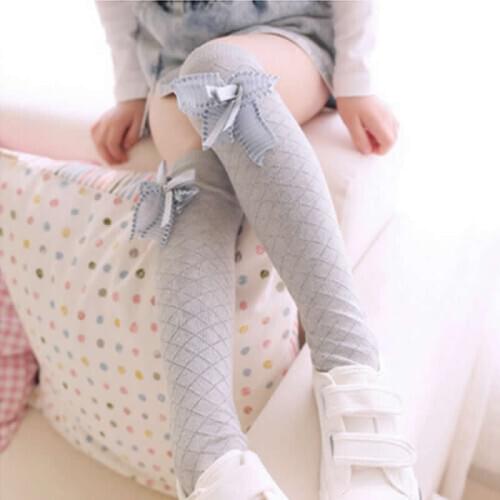 New girls knee high leg warmers girls princess bow mesh summer anti-mosquito bow tube girl knee high leg warmers