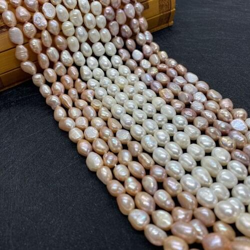 New Natural Freshwater Pearl 8-9mm Irregular Rice Beads DIY Jewelry Making Fashion Necklace Bracelet Jewelry Accessories