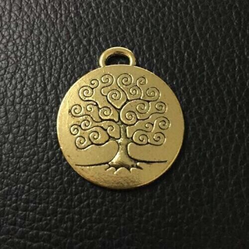 Wholesale 10pcs/lot alloy charm antique gold round life tree pendant fit jewelry making