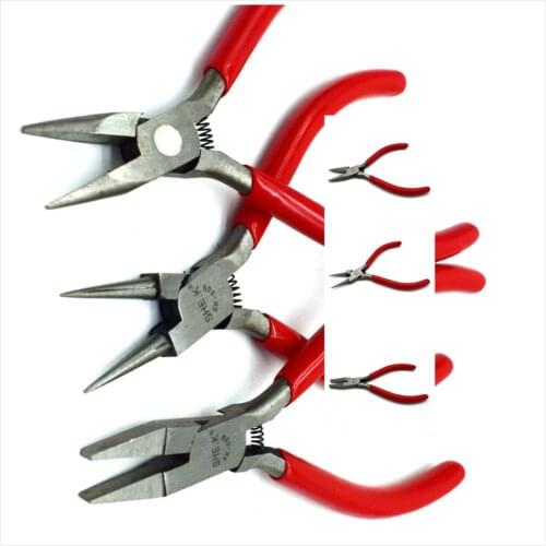 Stainless Steel Needle Nose Pliers Jewelry MakingDIY Tool Accessories Hand Tool red
