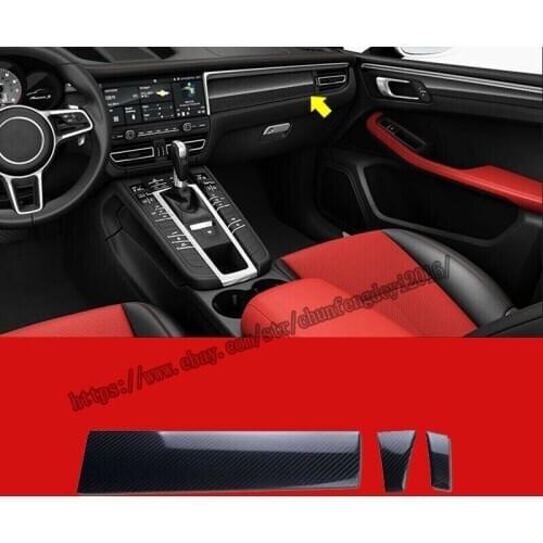 Fit For Porsche Macan 2019 Carbon fiber Center Console Decorative Cover Trim 3pcs