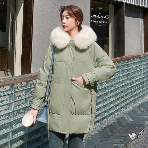 Make new long down jacket female in han edition bf easing web celebrity ins wind cotton-padded clothes coat cotton dress