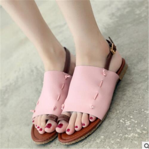 Womens sandals 2020 summer PU leather handmade ladies shoes leather sandals ladies flats fashion style mom shoes 35-43
