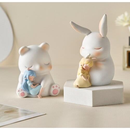 Cute Animal Statue Figurines for Interior Mini Resin Nordic Home Decoration Accessories Kawaii Room Decor Girl Christmas Gifts
