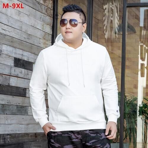 Autumn Men Sweatshirt White Hoodie 2020 Oversized Black White Red Male Tops Plus Size 6XL 7XL 8XL 9XL Spring Loose Hat Pullover