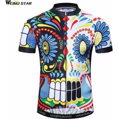 WEIMOSTAR MTB Cycling Jersey Shirts Summer Short Sleeve Skull Cycling Bike Clothing Pro Team Jersery top Maillot ropa Ciclismo