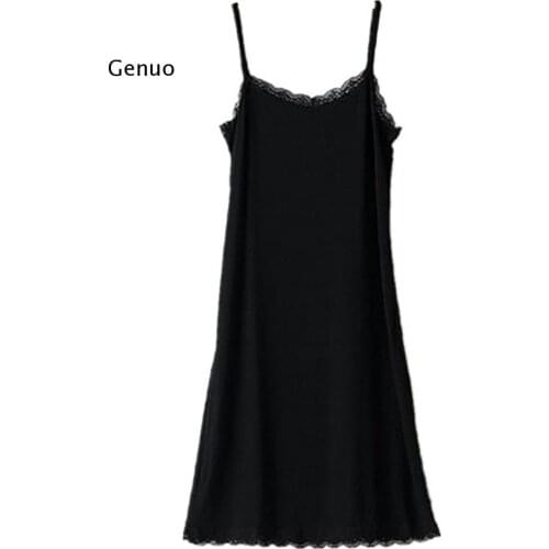 Womens Ladies Lace Full Slip Cami Stretch Petticoat Adjustable Strappy Underskirt Under Dress Long Vest Black White