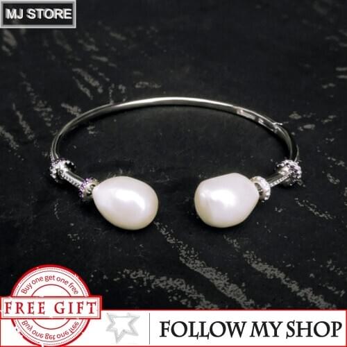 S925 Sterling Silver Bracelet Charm Original 1:1 Circle Pearl Bangle Cuff Bracelet Luxury Brand Monaco Jewelry Gift For Women