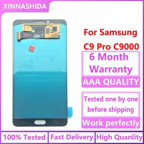 Super AMOLED lcd For Samsung Galaxy C9 Pro C9000 LCD Display 100% Tested Working Touch Screen Assembly with Tempered Glass