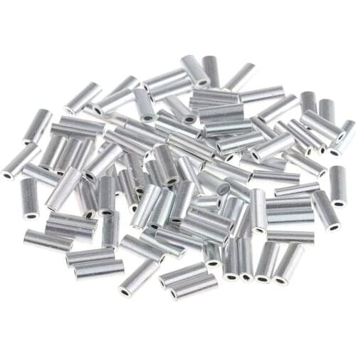 100Pcs/Lot Single Barrel Crimp Sleeces Fishing Wire Leader - Aluminum Alloy Saltwater - Size for choose