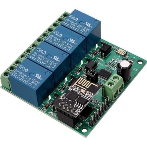 12V ESP8266 Four Ways WiFi Relay IOT Smart Home Cepphone APP Remote Control Switch