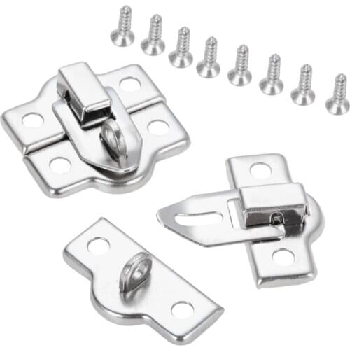 20-2pcs Silver Box Latch Lock Clasps Alloy Toggle Hasp Hook Lockable Jewelry Chest Gift Wine Wooden Box Case with screws 26x28mm