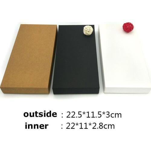 20pcs 22.5/14x11.5x3cm Black/brown/white Kraft Paper Diy Retro Wallet Box Jewelry Handkerchief Scarf Gift Boxes Default Black