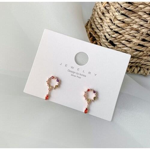 2021 New Korean Fashion Sweet Cute Small Circle Colorful Crystal Earring Zircon Stud Earrings For Women Girls Jewelry Gifts